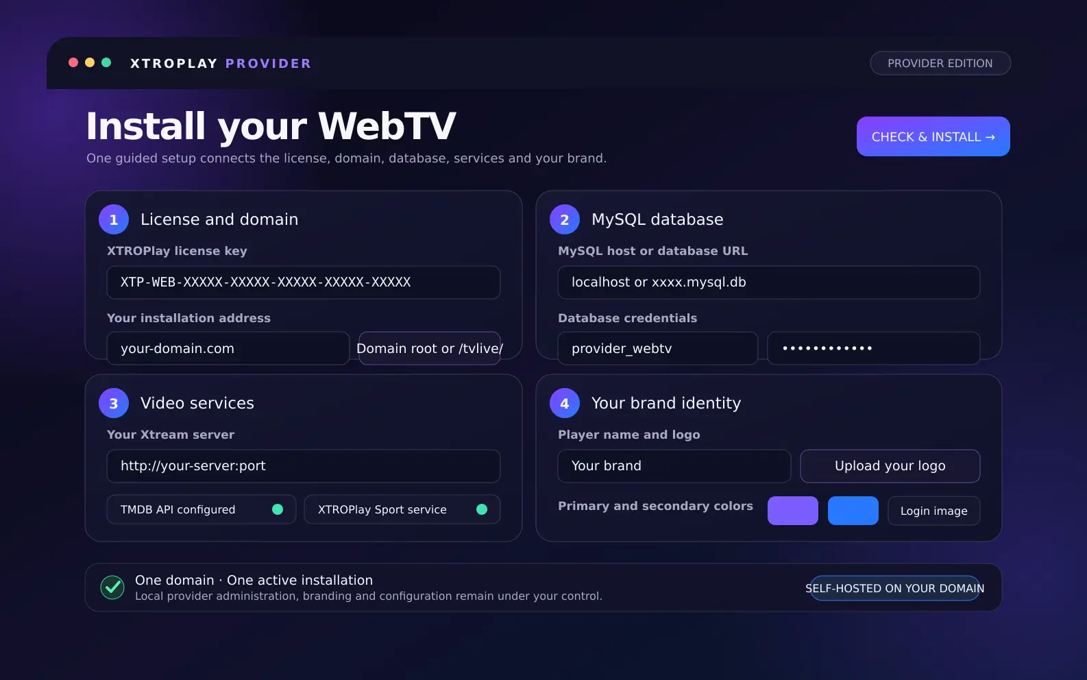 Assistant d’installation XTROPlay WebTV Provider